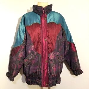 VINTAGE G4000 PATCHWORK WINTER JACKET COAT FUNKY PAISLEY FLORAL PUFFER 90S VTG L